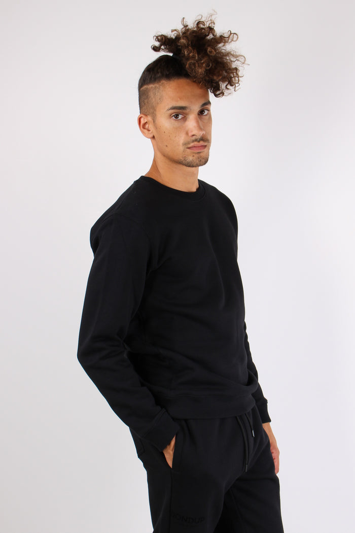 Felpa Girocollo Logo Ricamo Nero-7