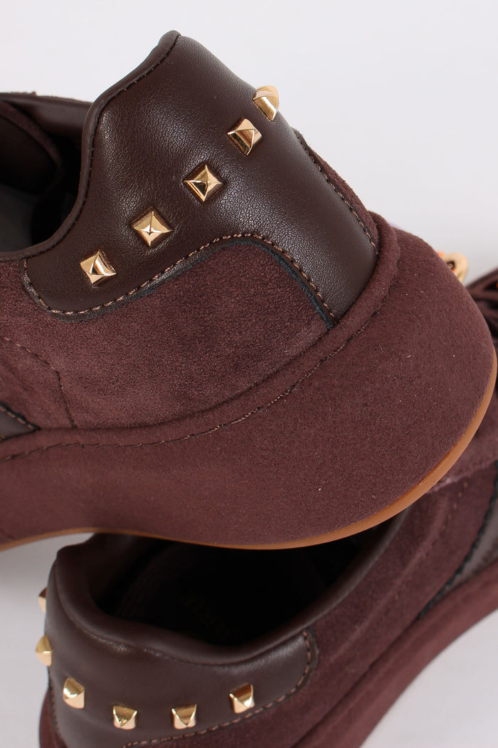 Sneakers Camoscio Borchie Brown-8