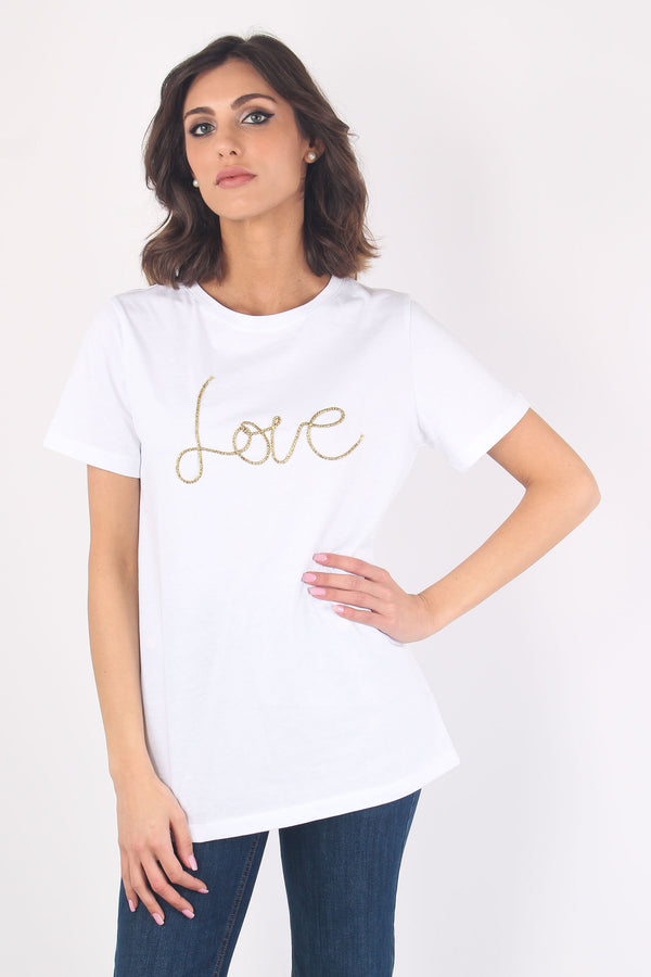T-shirt Ricamo Love Bianco