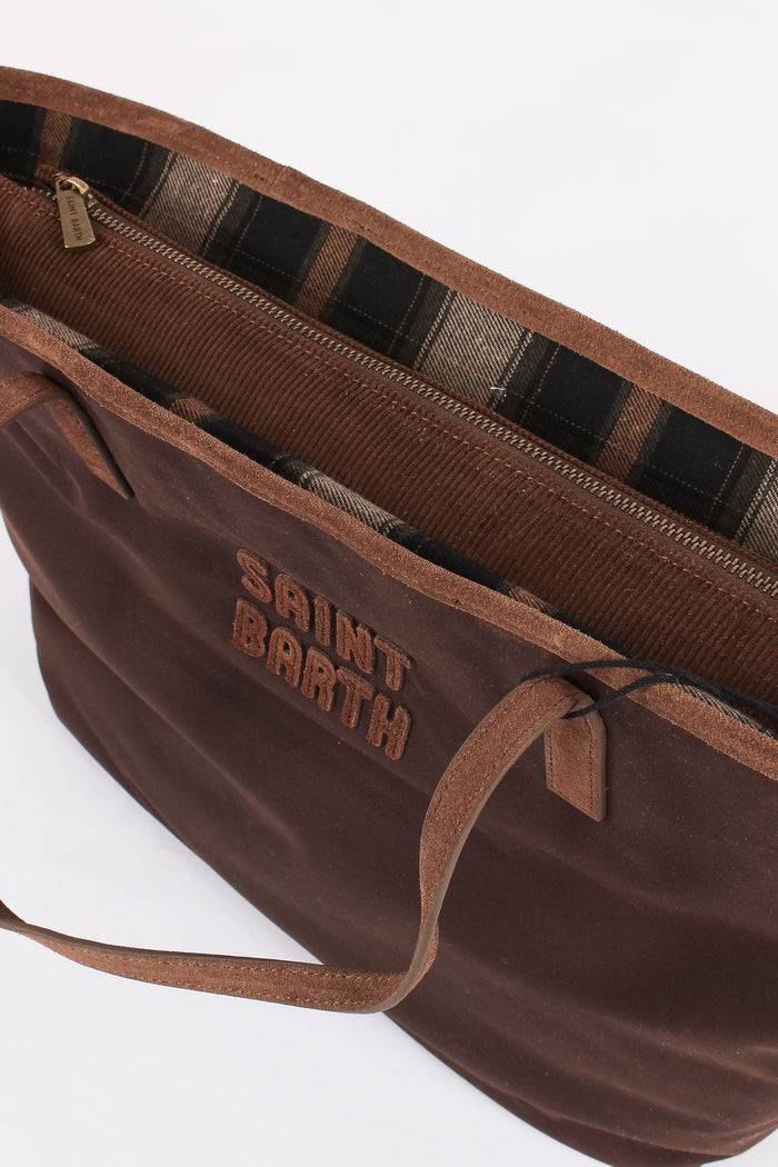 Borsa City Ricamo Logo Brown-4