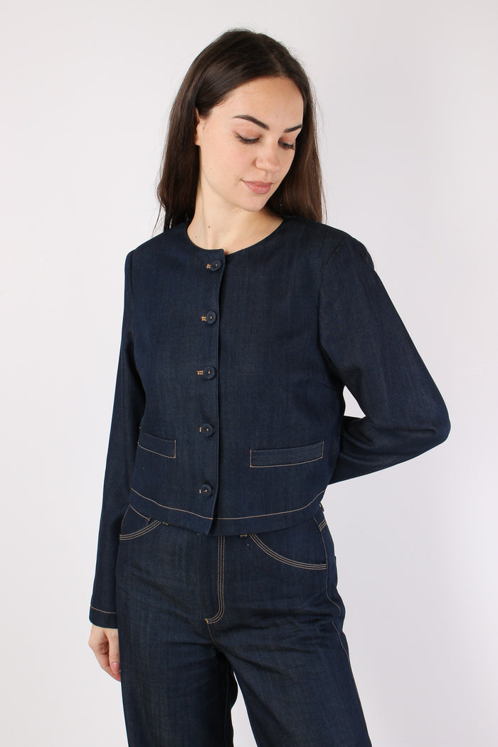 Giacca Chambry Bottoni Blu Denim-2