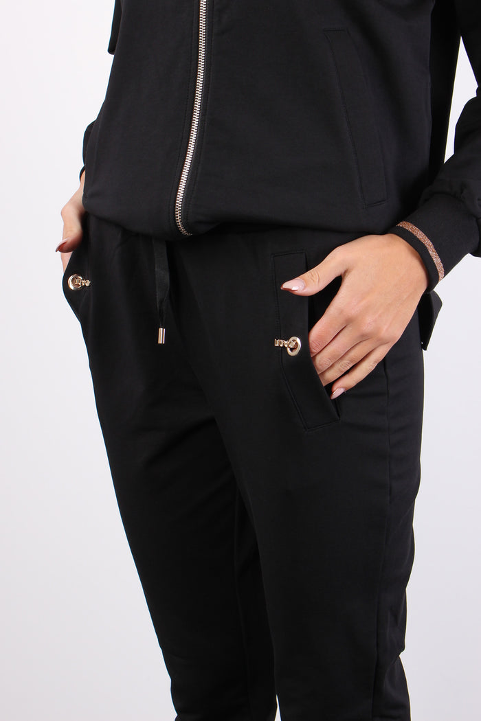 Pantalone Felpa Clip Logo Nero-6