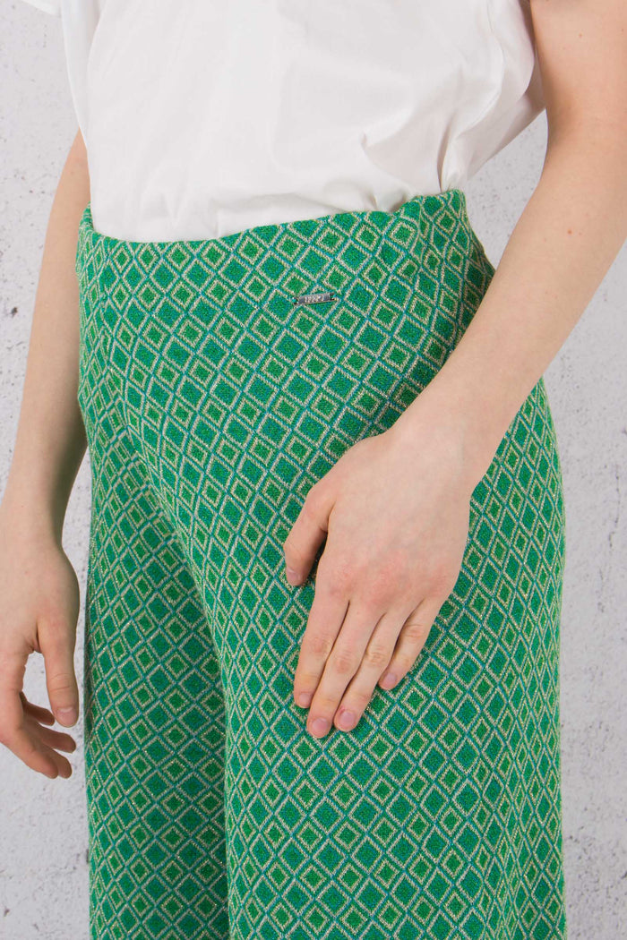 Pantalone Cropped Jacquard Lur Border B.green-7