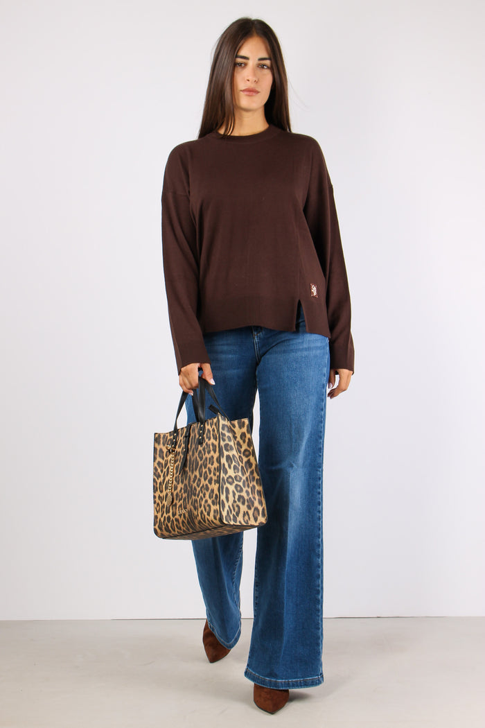 Girocollo Viscosa Lana Cioccolato