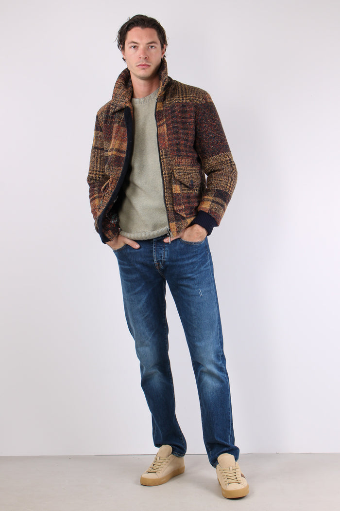 Giubbotto Corto Quadri Tasca T Ruggine-6