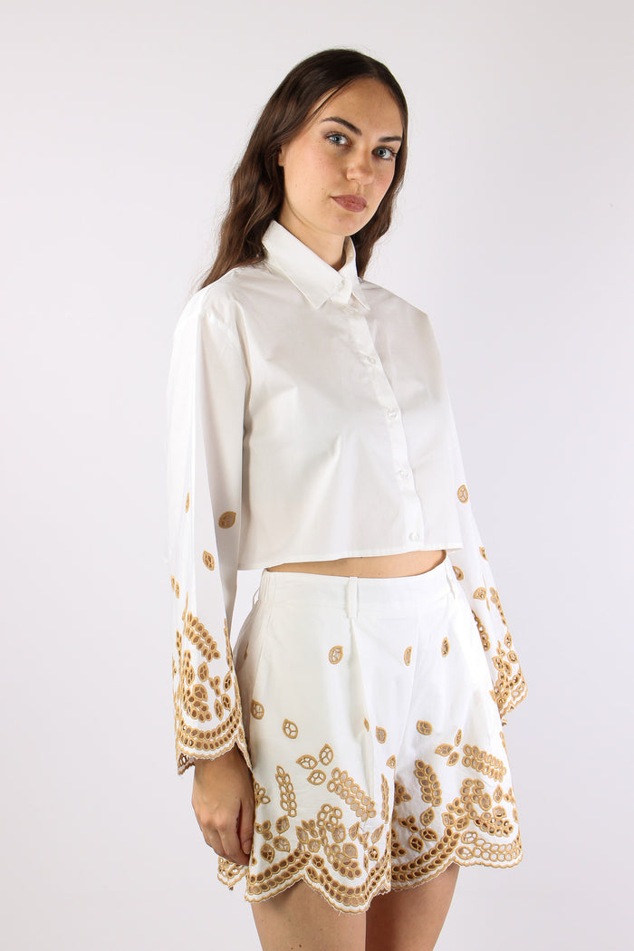 Camicia Crop Sangallo Bianco-5