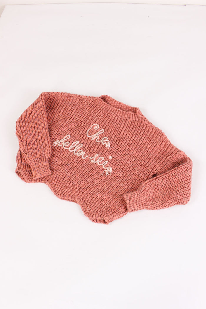 Pullover Coste Ricamo Rosa-2