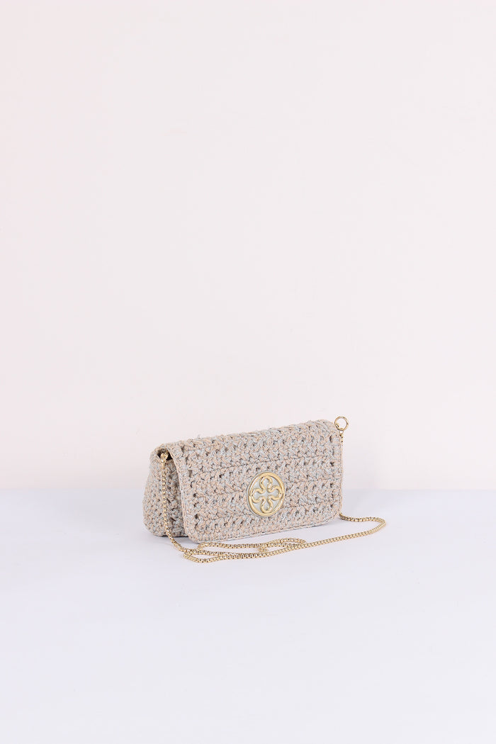 Greta Pochette Crochet Laminat Argento-8