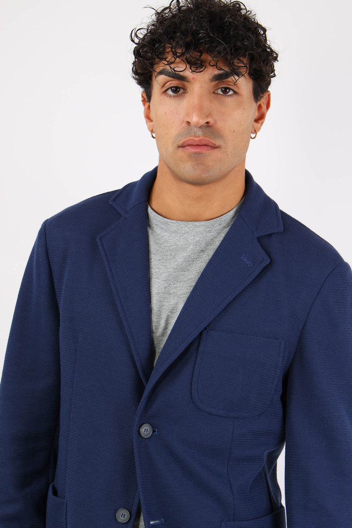 Giacca Basica Tasche Blu-7