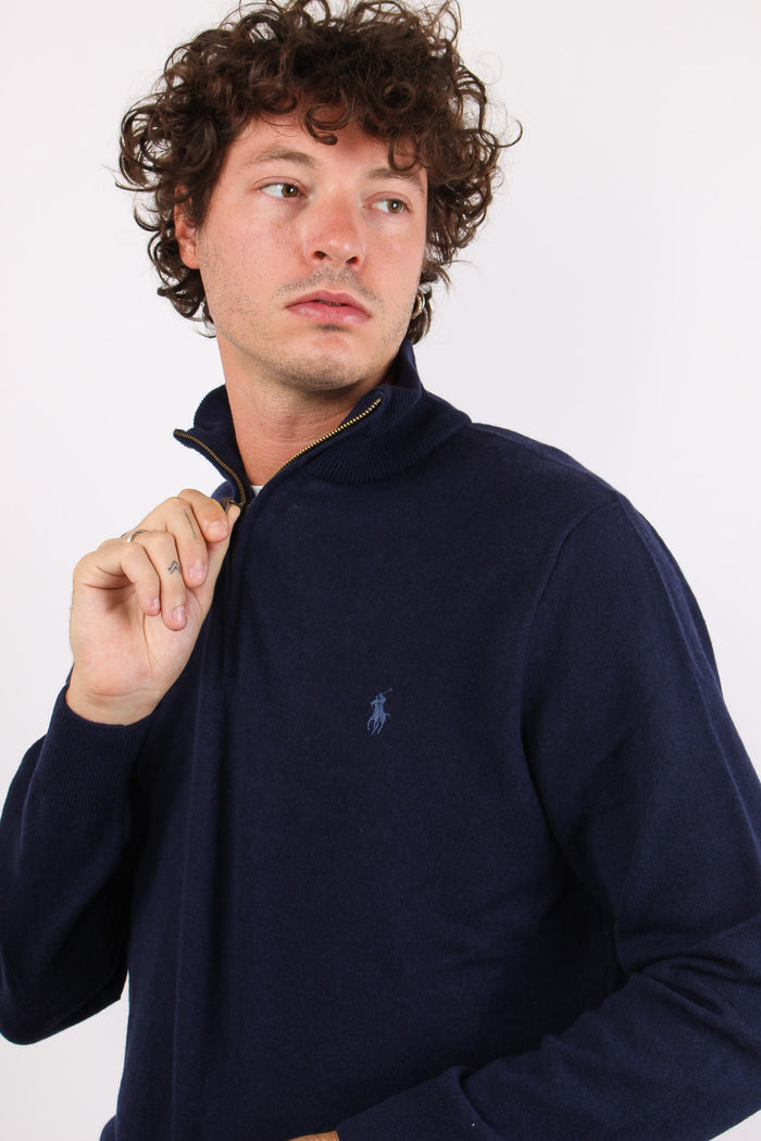Maglia Mezza Zip Lana Hunter Navy-7