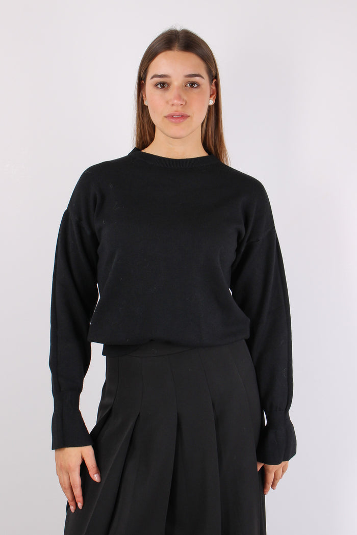 Maglia Viscosa Ripresa Polsi Nero