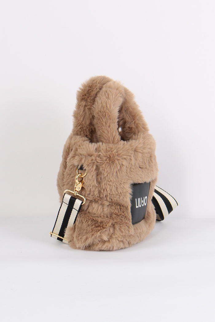 Shopping Mini Ecopelliccia Champagne-6