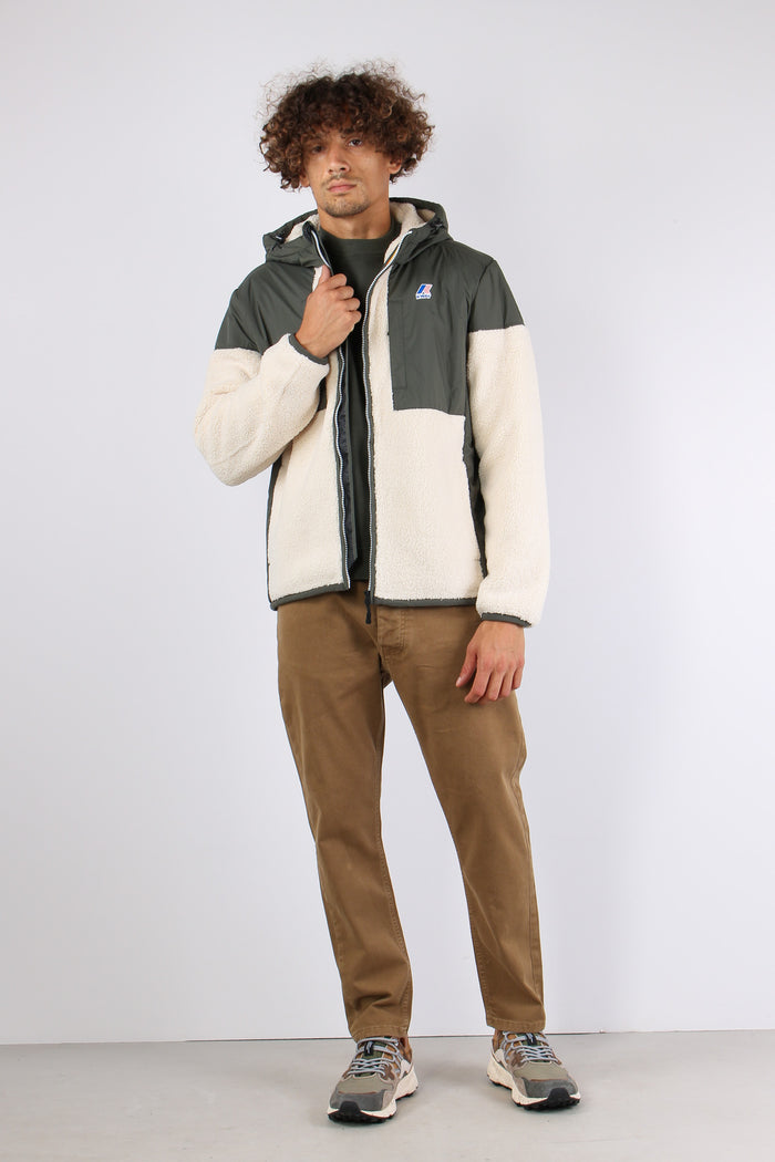 Giubbotto Inserto Teddy Green/ecru-6