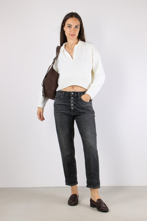 Koons Denim Bottone Gioiello Black