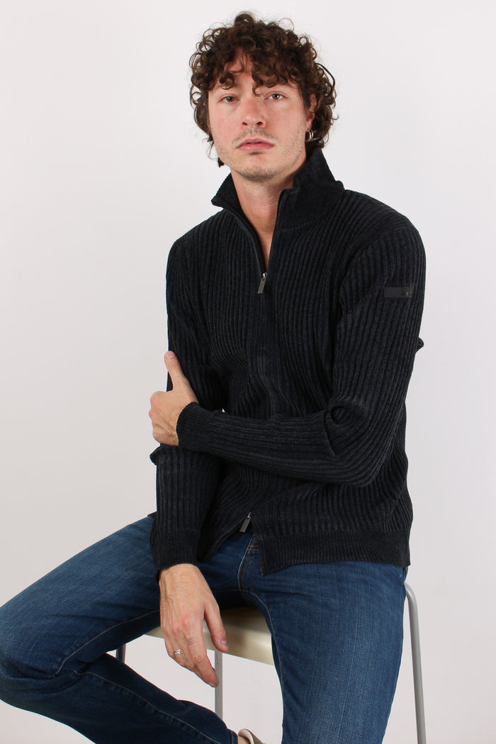 Maglia Zip Coste Blue Black-2