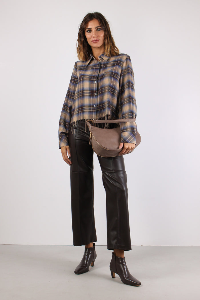 Camicia Scozzese Frange Beige/blu-4