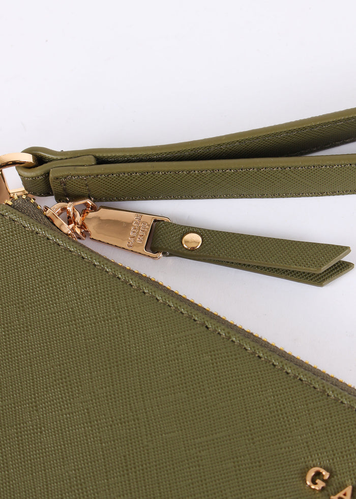 Pochette Saffiano Logo Verde Bosco-7