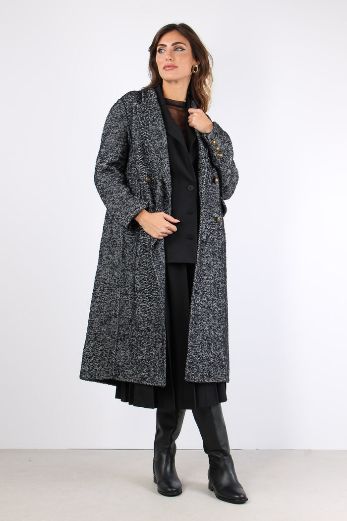 Cappotto Doppiopetto Resca Nero/panna-5