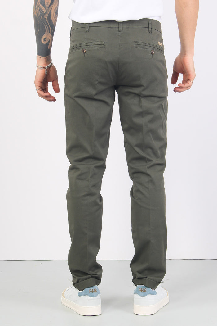 Pantalone Gabardina Basic Verde Militare-3