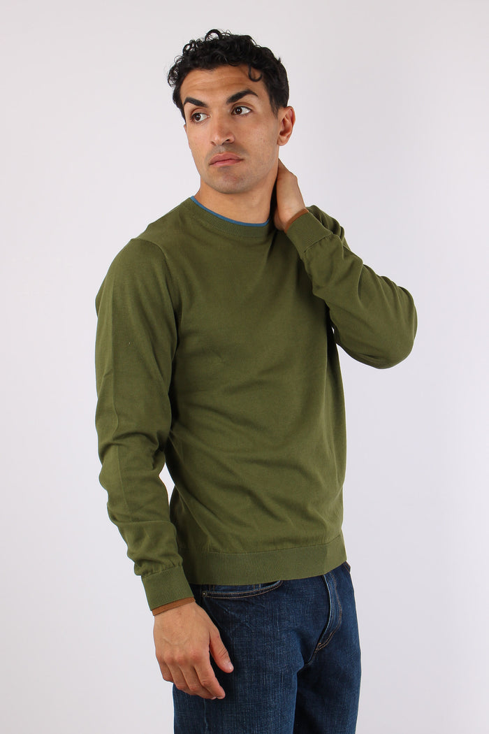 Maglia Collo Contrasto Verde-3