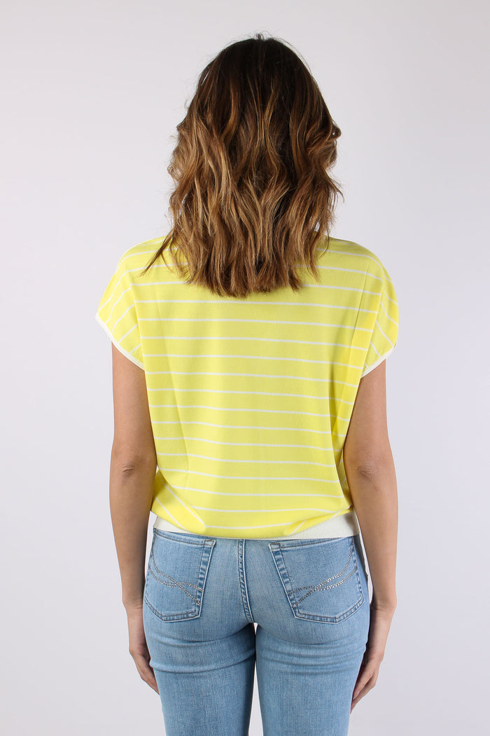 Maglia Scollo V Bottoni Riga Jasmine/white-5
