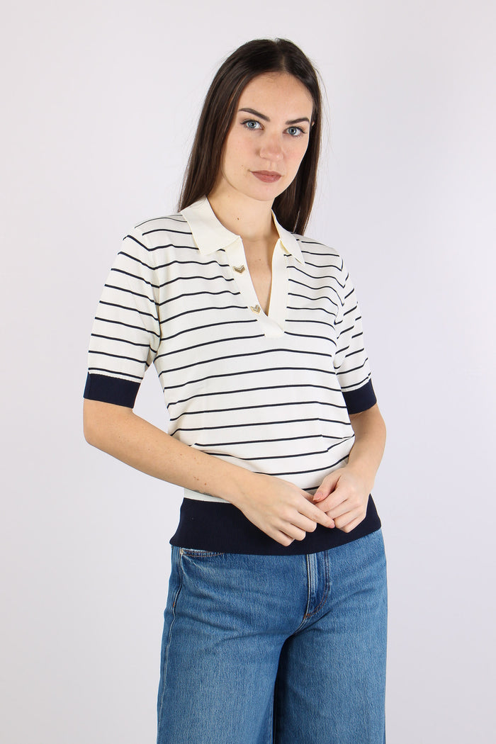 Polo Manica Corta  Riga White/blue-7