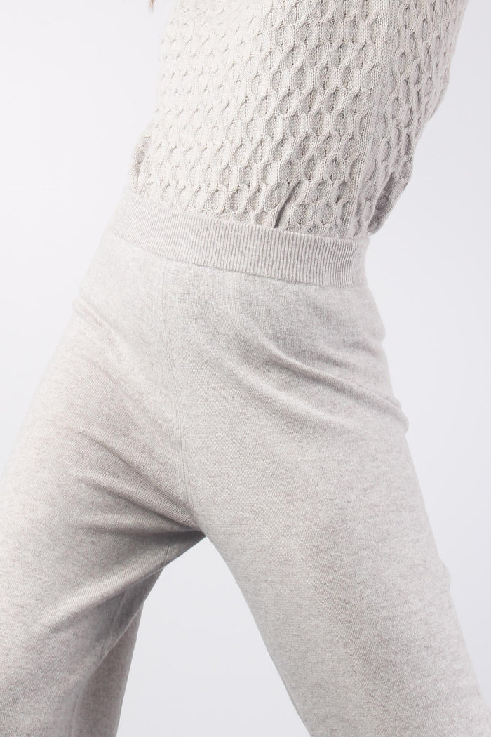 Buona Pantalone Maglia Misto Grigio Chiaro-7