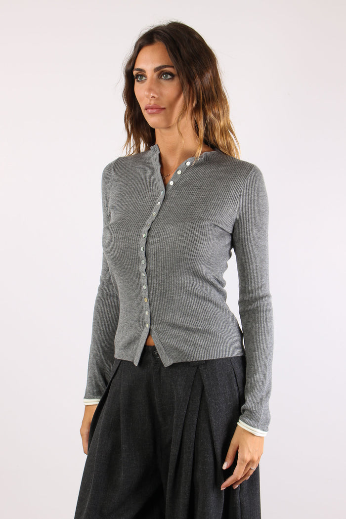 Maglia Costina Bottoncini Grigio-4