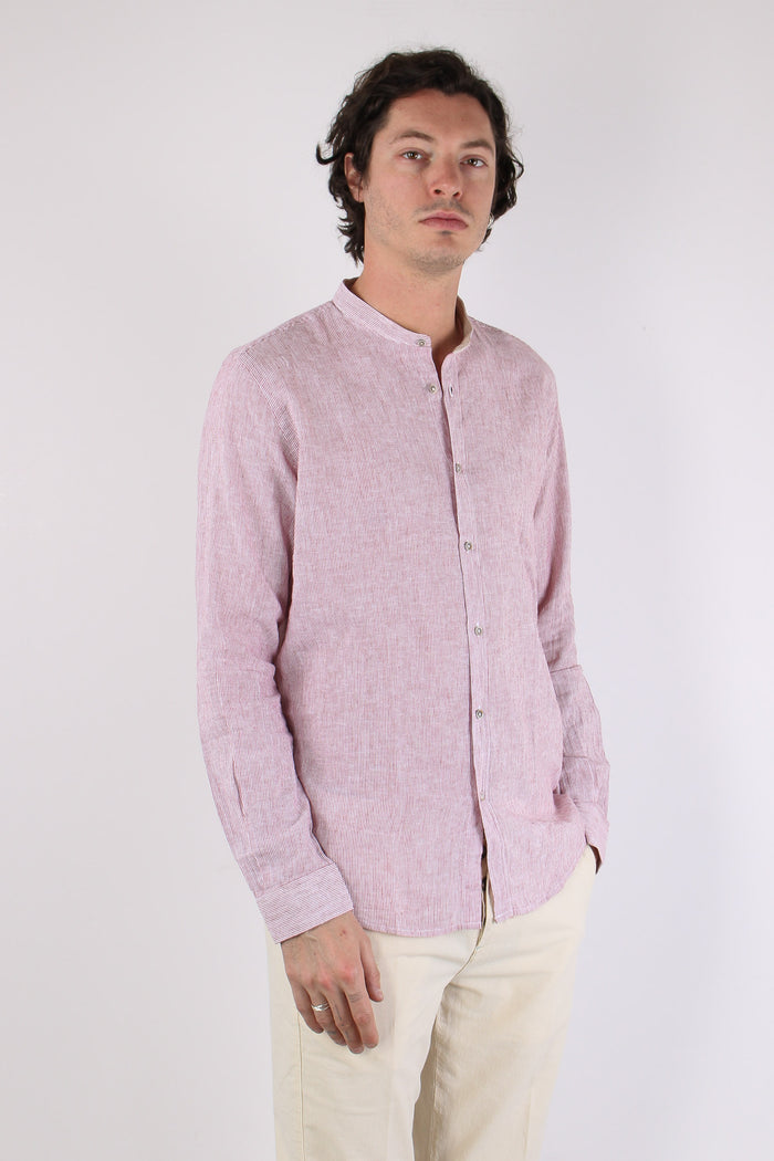 Camicia Lino Microriga Bordo-6