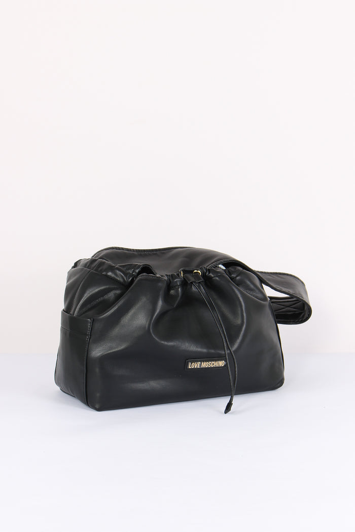 Maxi Sacca Nylon Logo Nero-5