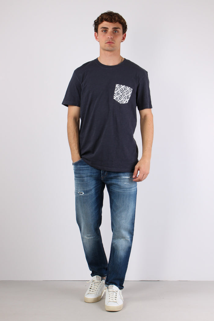 T-shirt Taschino Stampa Etnica Navy