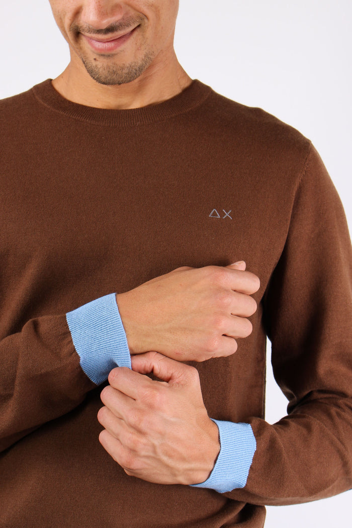 Maglia Misto Lana Toppa Contra Marrone-8