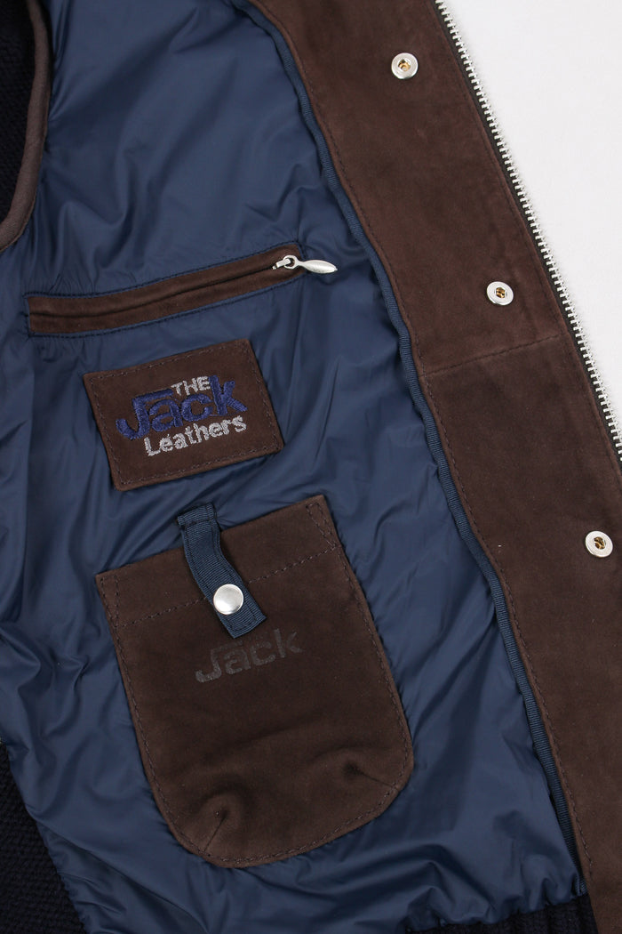 Bomber Bimateriale Interno Pelo Brown/blu-7