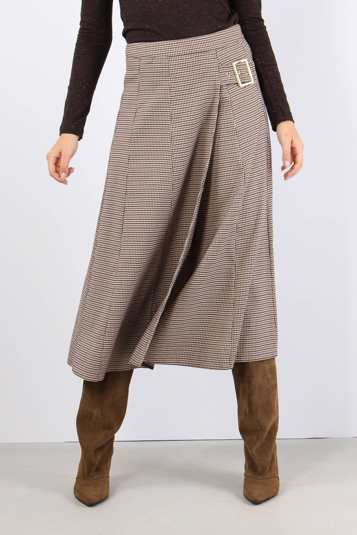 Gonna Ruota Fibbia Microquadro Cammello/nero-4