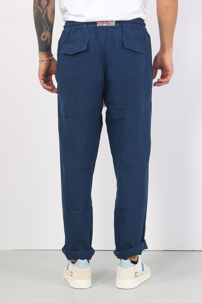 Pantalone Lino Blu Navy-4