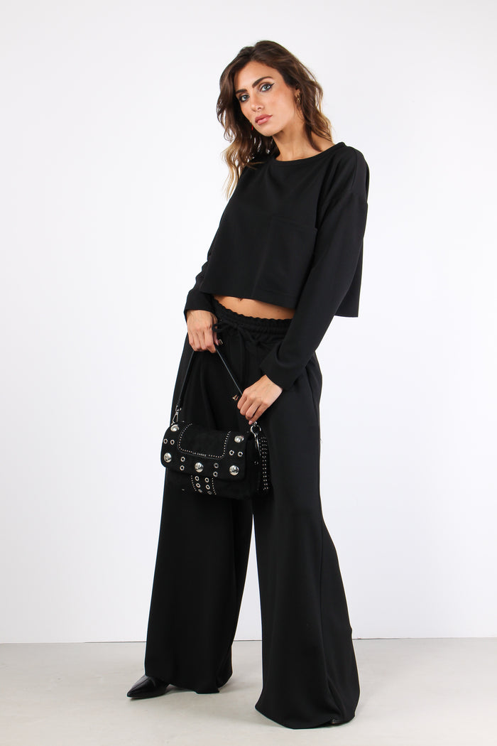 Felpa Scuba Maxi Tasca Nero-5