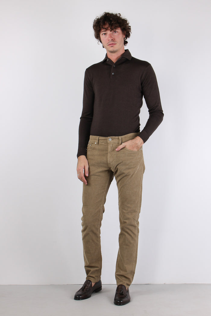 Pantalone Velluto Millerighe Beige