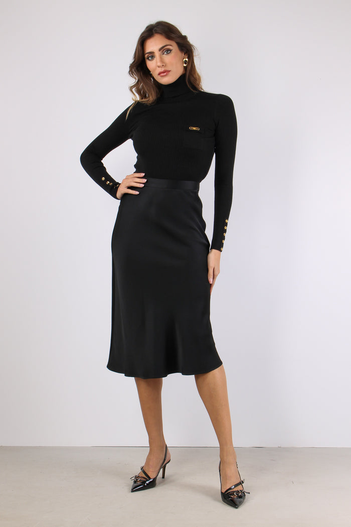 Abito Maglia Gonna Chiffon Nero-7