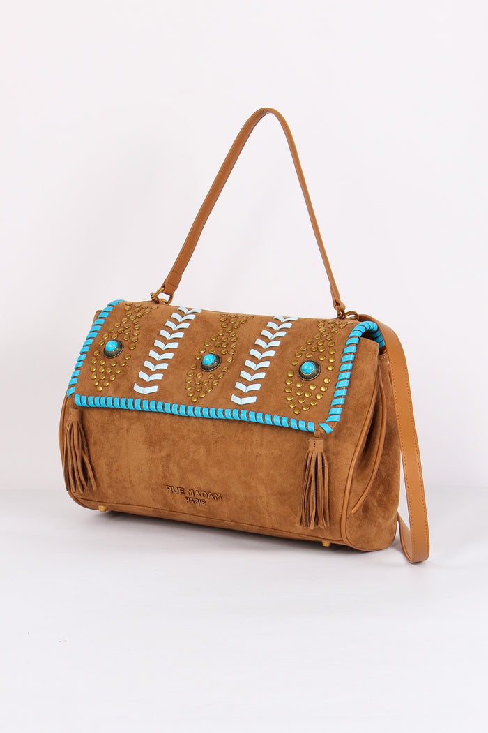 Tracolla  Suede Etnica Suede Cognac-2