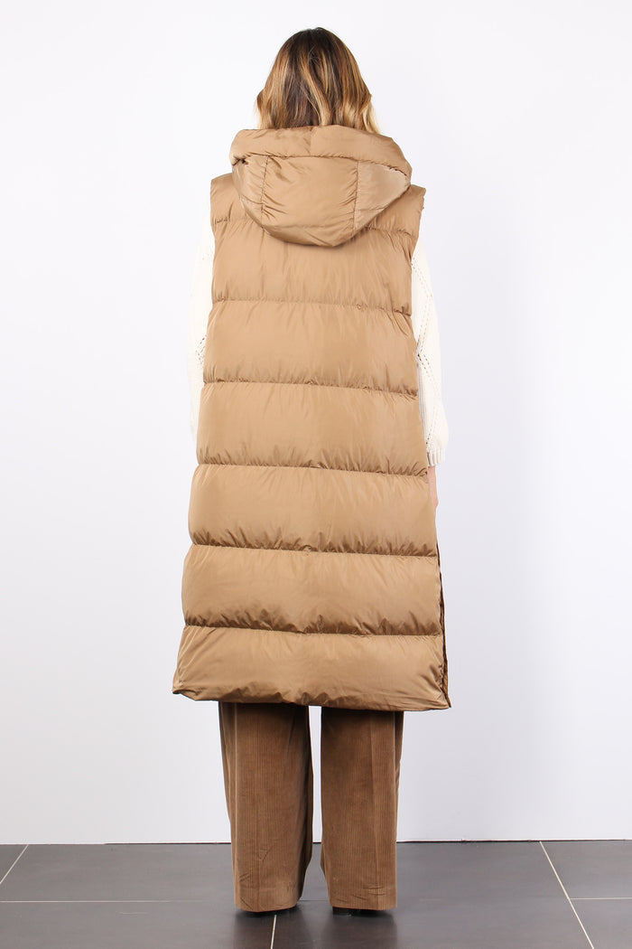 Zimino Gilet Lungo Bottoni Nocciola-3