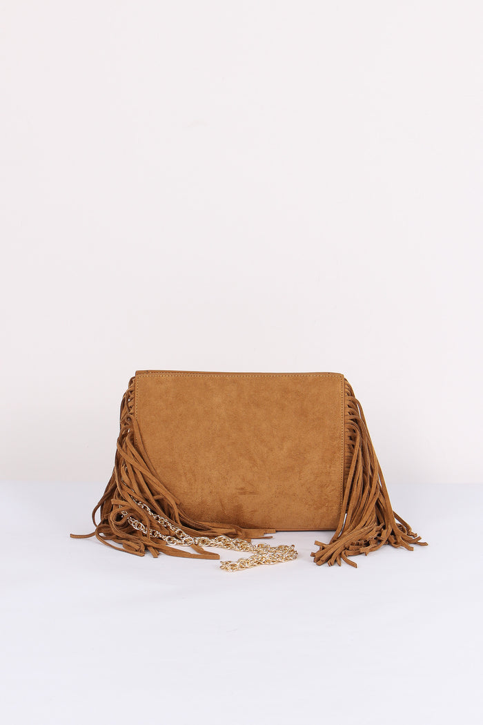 Clutch Frange Cognac-3