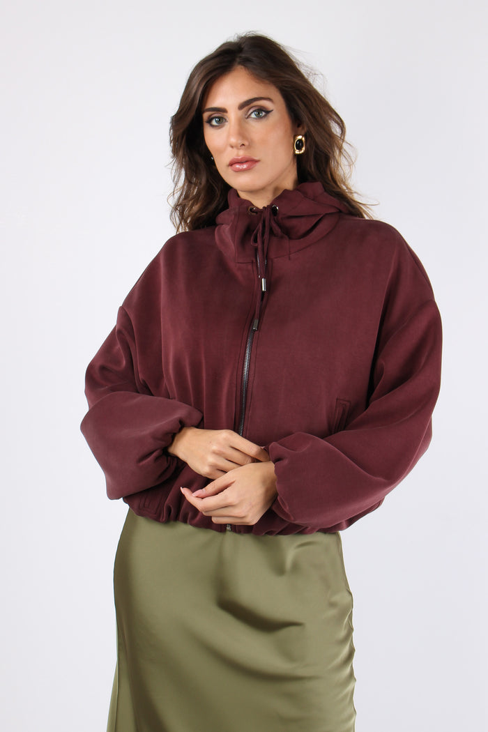Felpa Modal Fodera Cappuccio Bordeaux-5