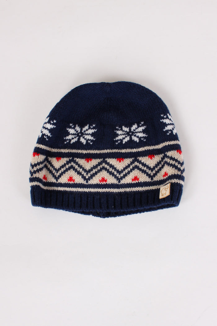 Cuffia Fantasia Norvegese Blu/latte/beige