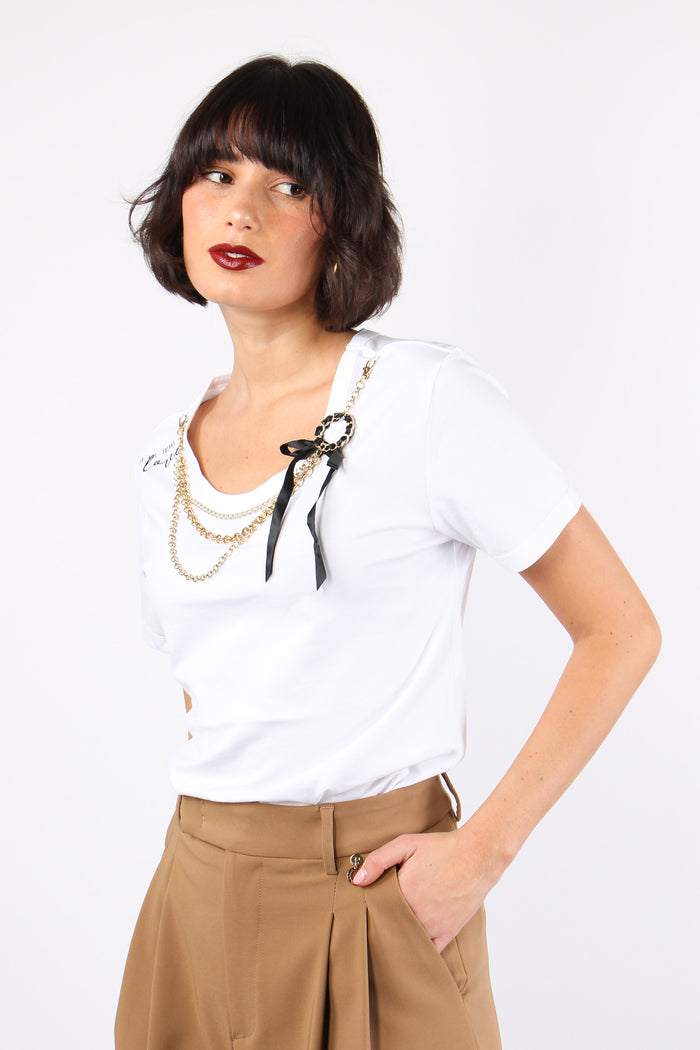 Annachiara T-shirt Collana White-5