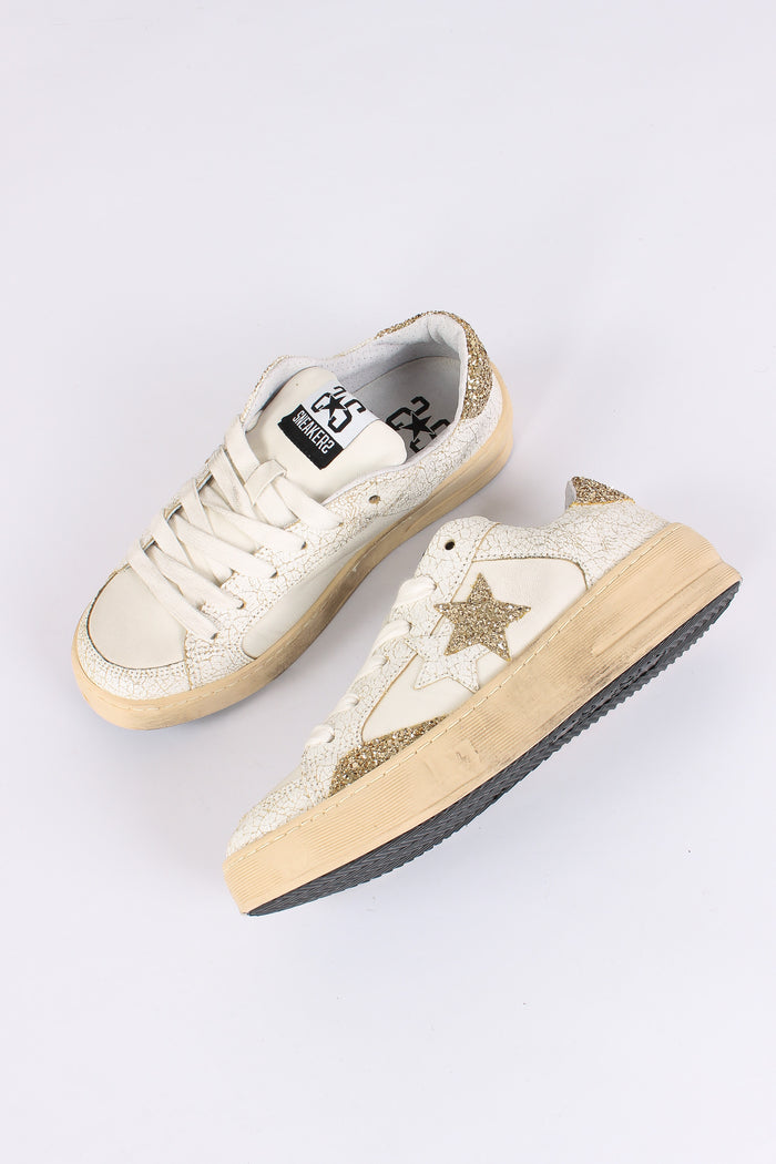 Sneakers Enjoy Star Glitter Bianco/oro-2