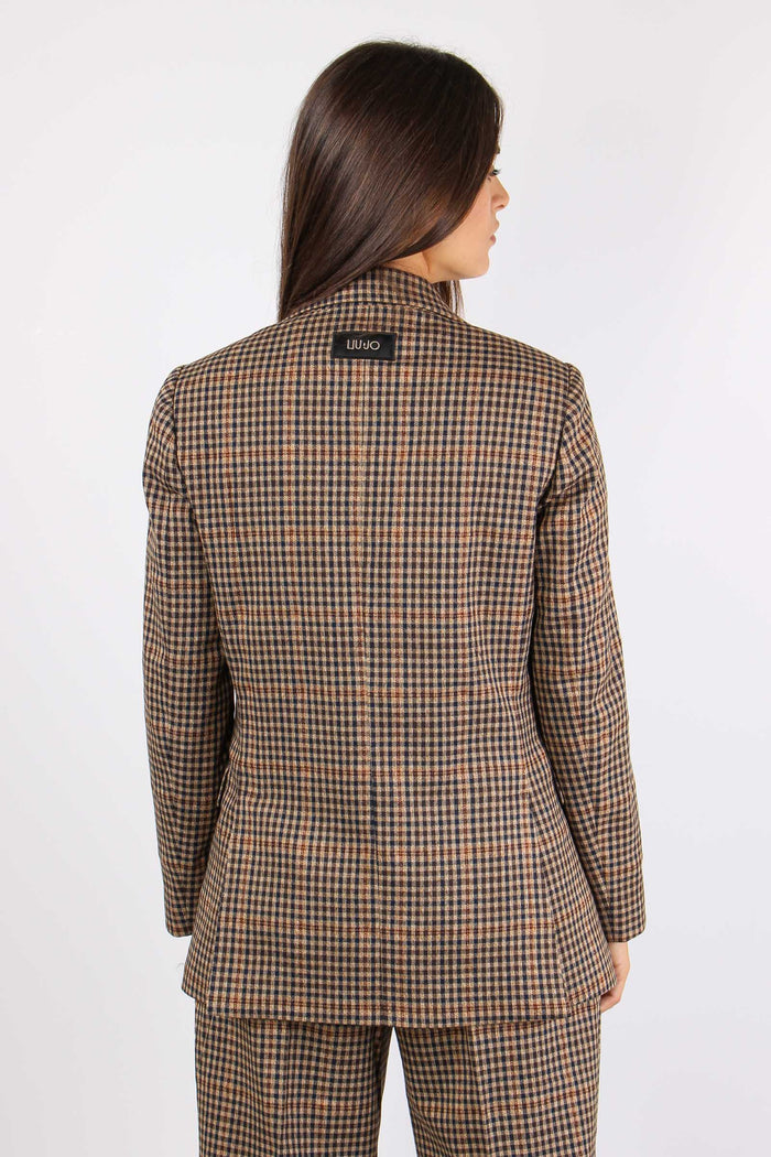 Giacca Dritta Micro Quadro Cioc/beige/blu-6