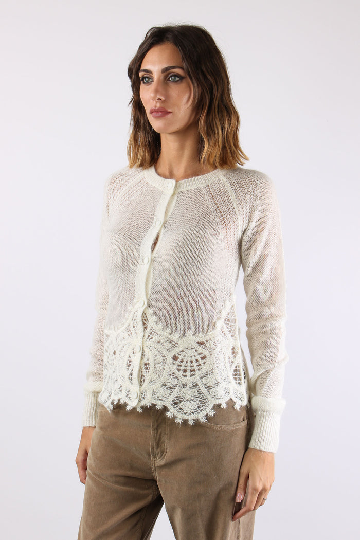 Cardigan Inserto Pizzo Burro-3