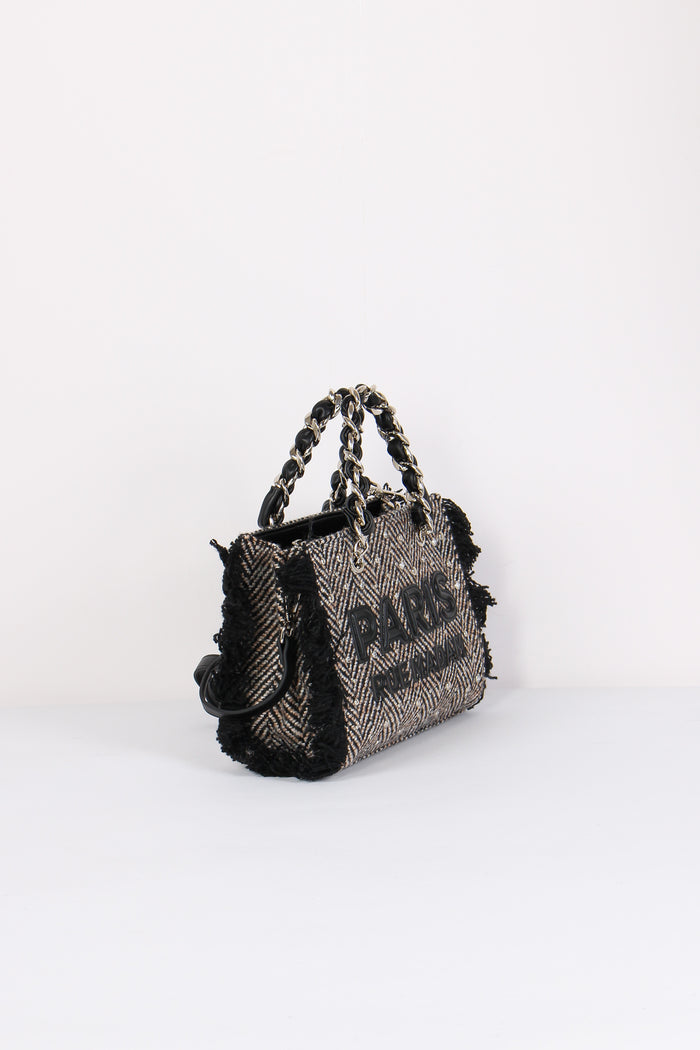 Mini Shopping Tweed Frange Tweed Black-5