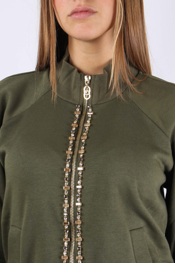 Felpa Zip Castone Olive Night-8