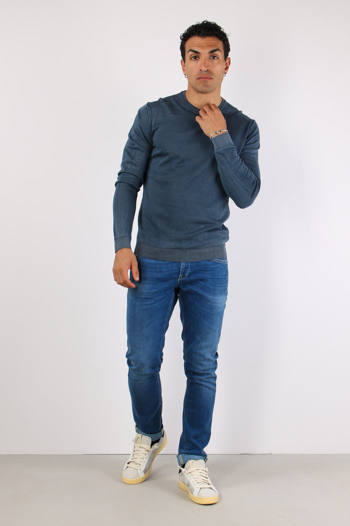 Girocollo Basico Cotone Night Blue-5
